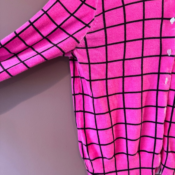 The Clair Crew Chic Pink Grid Button Down Cardigan | L - Picture 4 of 9